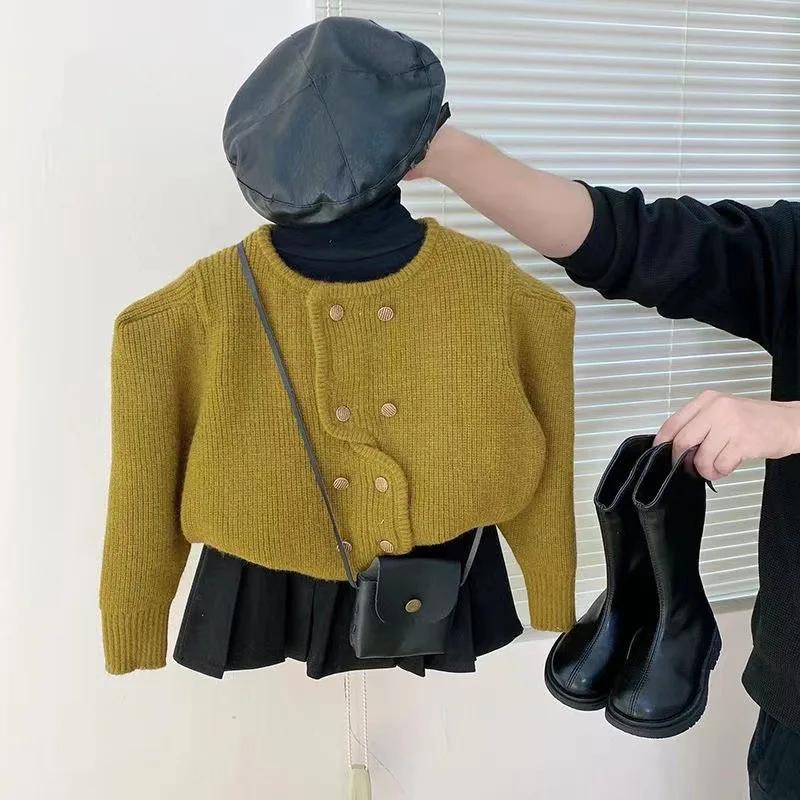 1-10T unique design litter Girl  jacket solid green purple Sweaters Coat