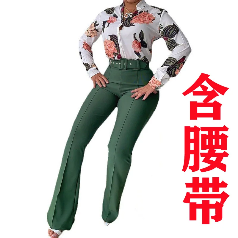 New Arrived Long Sleeve 2 Piece Sets Women Clothing Two Pants Set Women Pant Shirt Design
