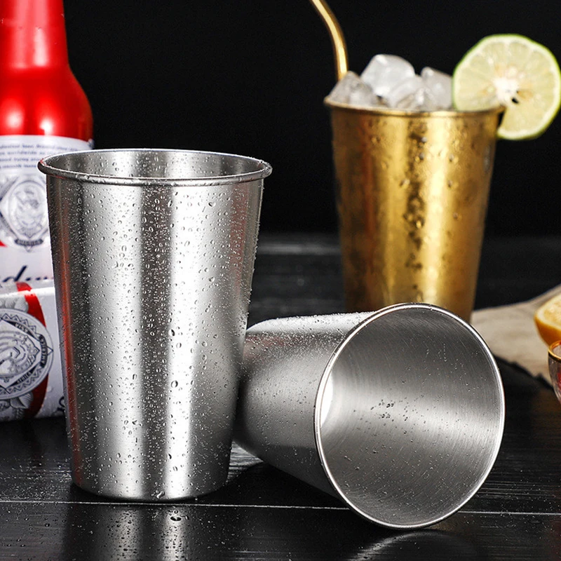 350/500 Ml 304 Stainless Steel Beer Mugs Coffee Cup Tea Cold Drinks Water Milk Cups Practical Portable Kitchen Home Metal Cups