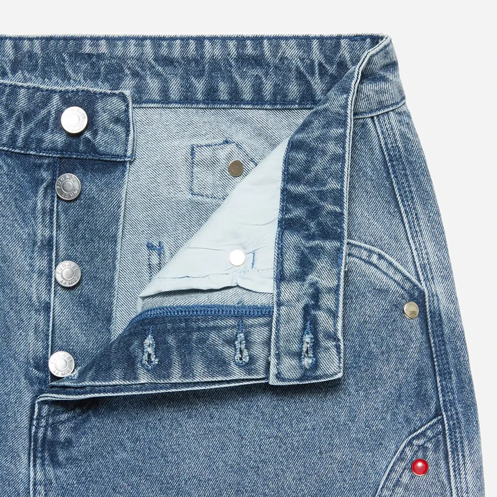 Indigo Heavyweight Acrylic Stone Rivets High Designer Carpenter Denim Shorts OEM Service Embroidery Summer Custom Men Jorts