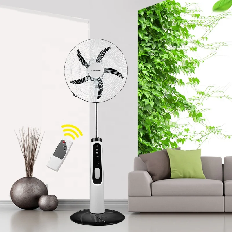 AC DC Solar Emergency Fan Floor Rechargeable Fan 18 Inch Charging Fan with Led Light