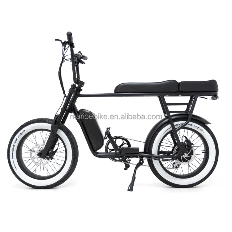 Mario Retro Extend 48v 250W Bafang rear hub motor Long Black Electric City Bike Vintage  Ebike Fat Tire Mountain Bicycle