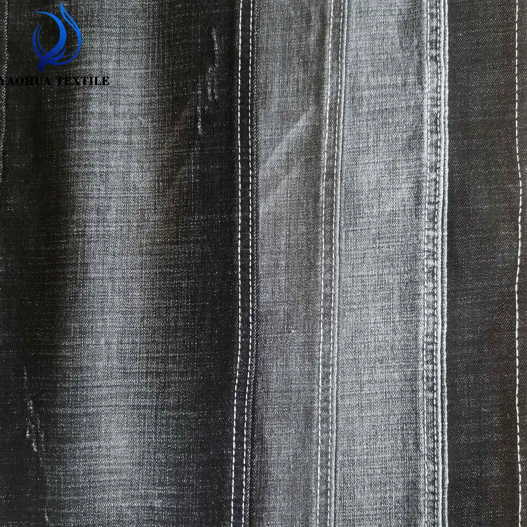 K876 Crosshatch good quality slub stretch cotton polyester spandex woven twill denim fabric for jeans