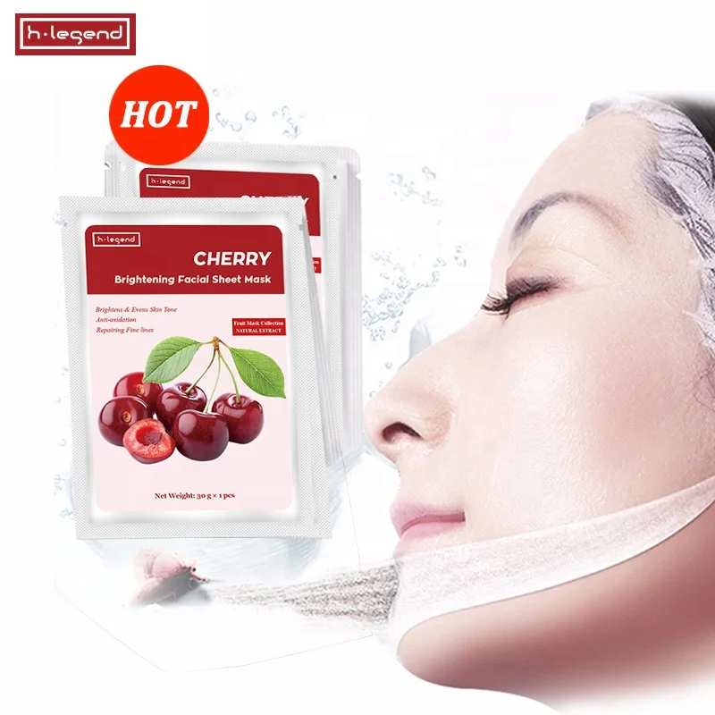 Private Label Cherry Brightening Facial Sheet Mask In-stock for Prevents Aging Reducing Wrinkles Facial Whitening Mask