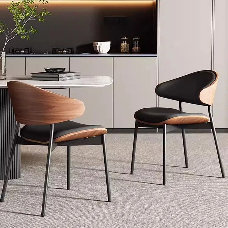 Dining Chair  With bend plywood Pu Leather Cushion for Hotel restaurant wooden chair