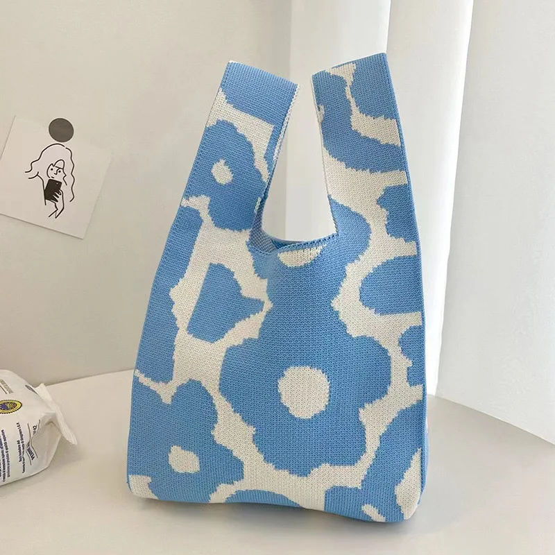 Spot knitted tote bag women beautiful fashion Goddess Festival with hand gift ins tide red envelope large capacity lunch box bag