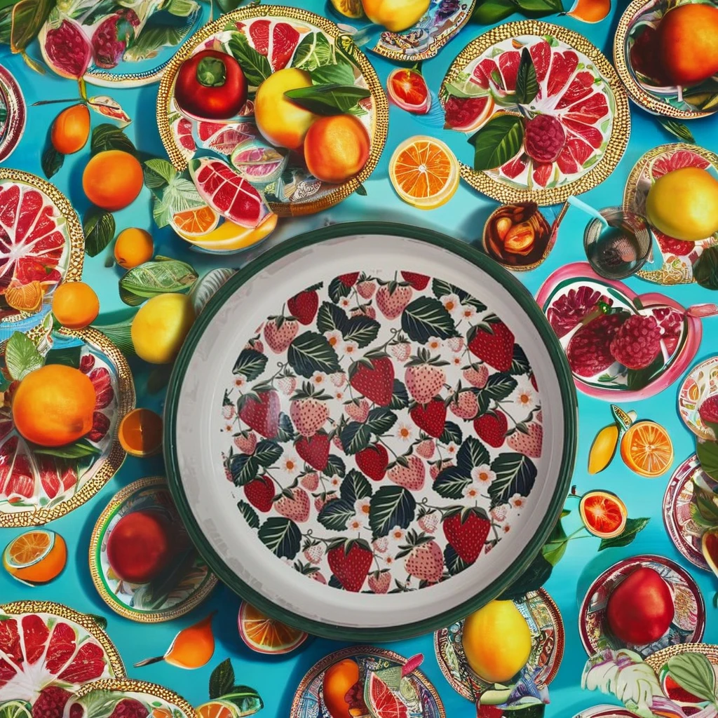 High Quality 25cm round Metal Fruit Tray with Handle Sustainable Enamel Technique Plate Dish for Serving Food for Camping