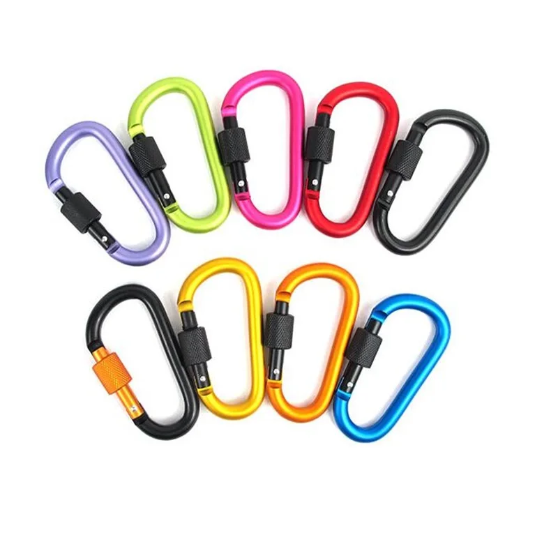 HXY 65*34*5.8MM Custom D Shape Metal Aluminum Screw Gate Carabiner Camping Carabiner Bulk Cheap Locking Carabiner Hook For Bags