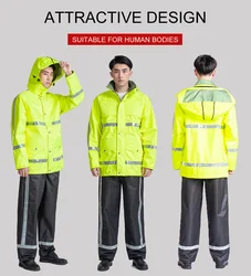 Long Sleeve Hi Vis Reflective Road Safety Raincoat Men Yellow Polo Cheap Logo Tape Feature with Oxford Fabric