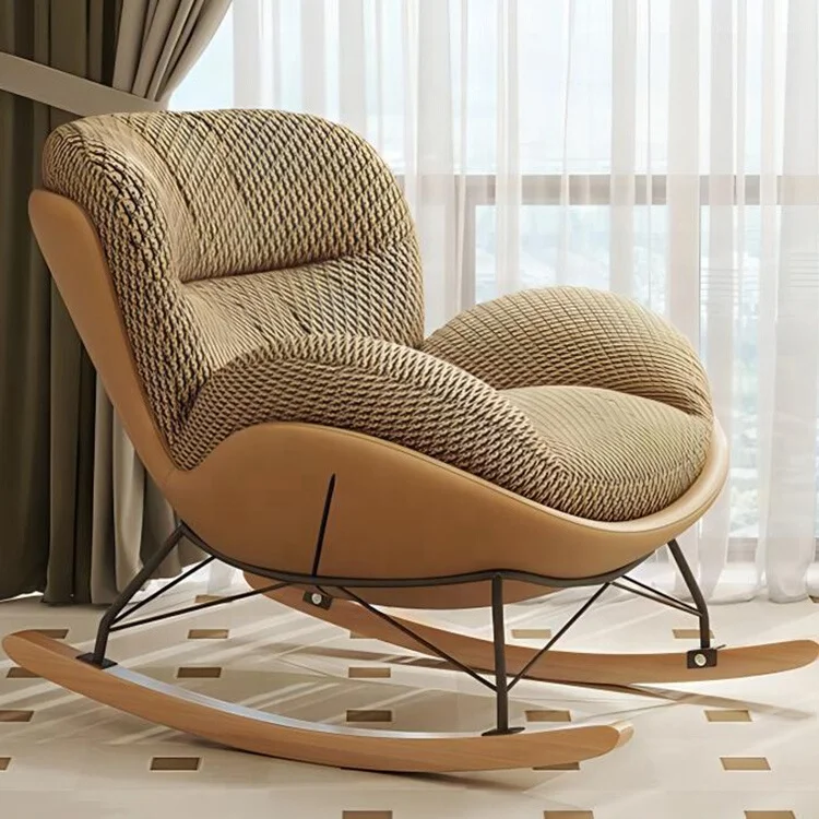 Rocking Chair Egg Luxury Nordic Modern Gold Wood Fabric Sets Velvet Waiting Home Furniture Living Room Lounge Sofa Accent Chairs