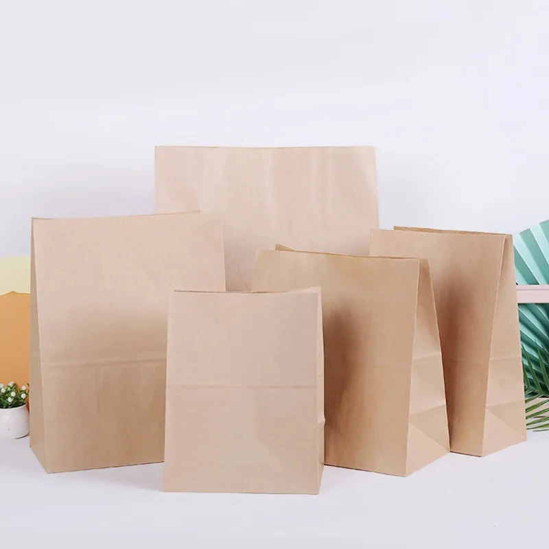 KM Ecofriendly Food Delivery 80gsm 100gsm Brown Kraft Paper Bags for Foods Grocery Packing of Gift