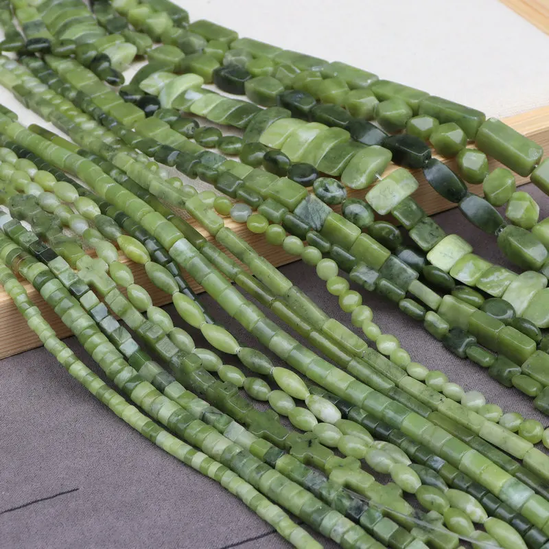 Natural Southern jade Spacer bead tube bead Gemstone Loose Beads Round Crystal Energy Stone Power For Jewelry Making