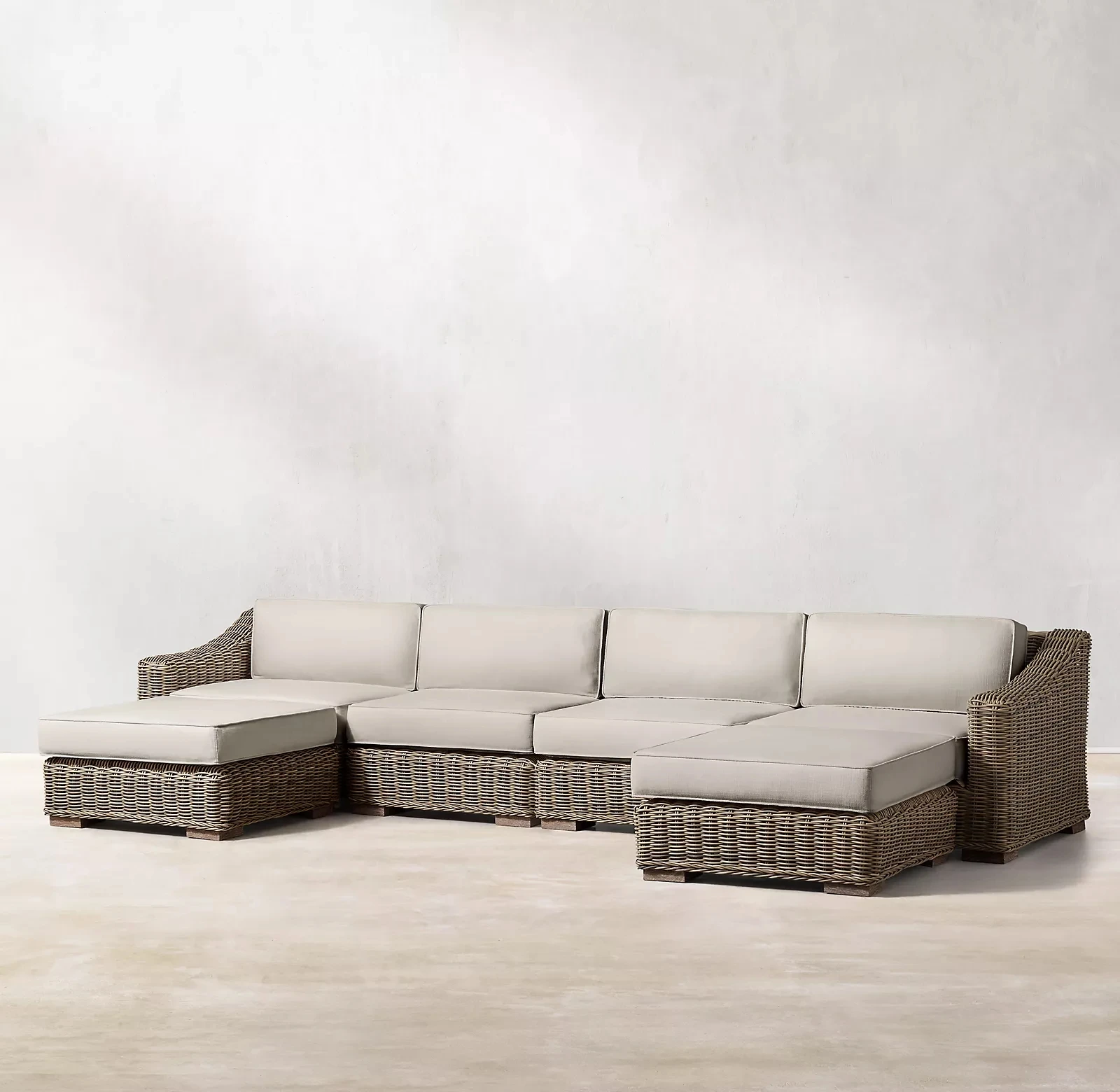 High quality pool outside garden furniture U shape sectional modular luxury rattan patio outdoor sofa