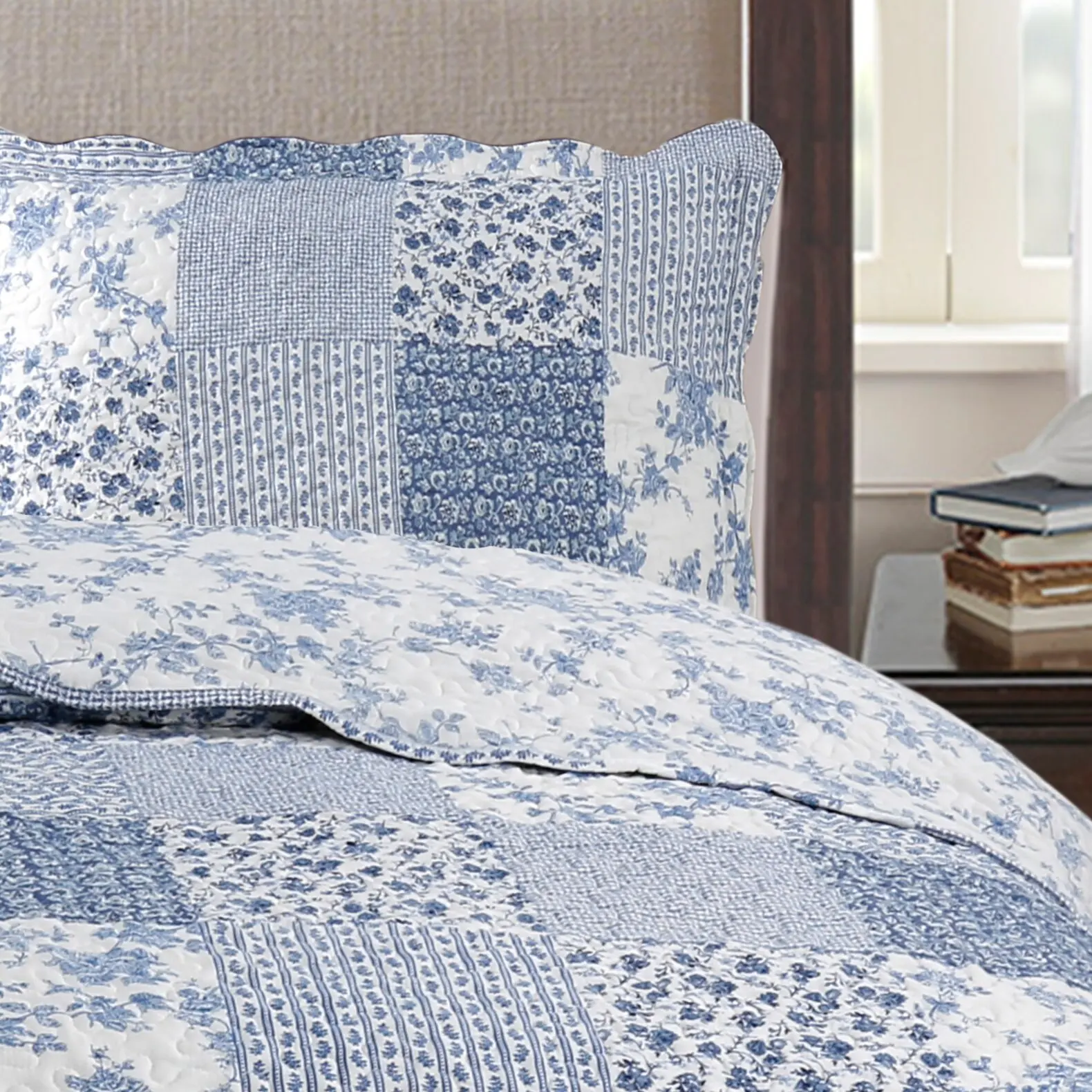 3PC Home Quilt Set Queen Size Lightweight Microfiber Coverlet Modern Style  Pattern Bedspread Set