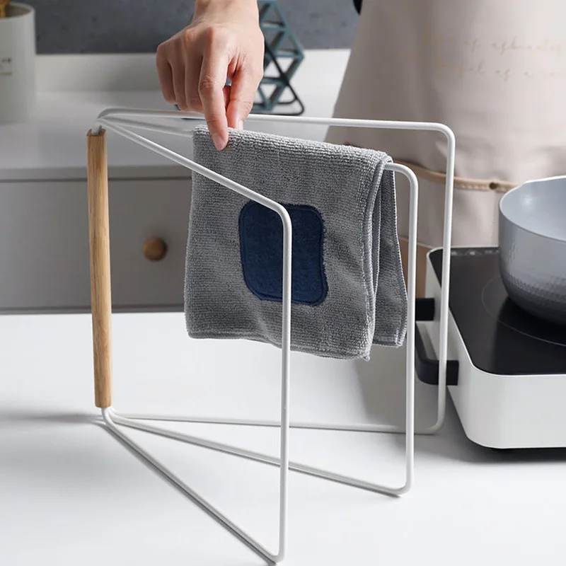 Japanese-Style Metal Folding Towel Rack Single-Tier Floor-Standing Dishcloth Drying Storage Rack Kitchen Countertop Pot