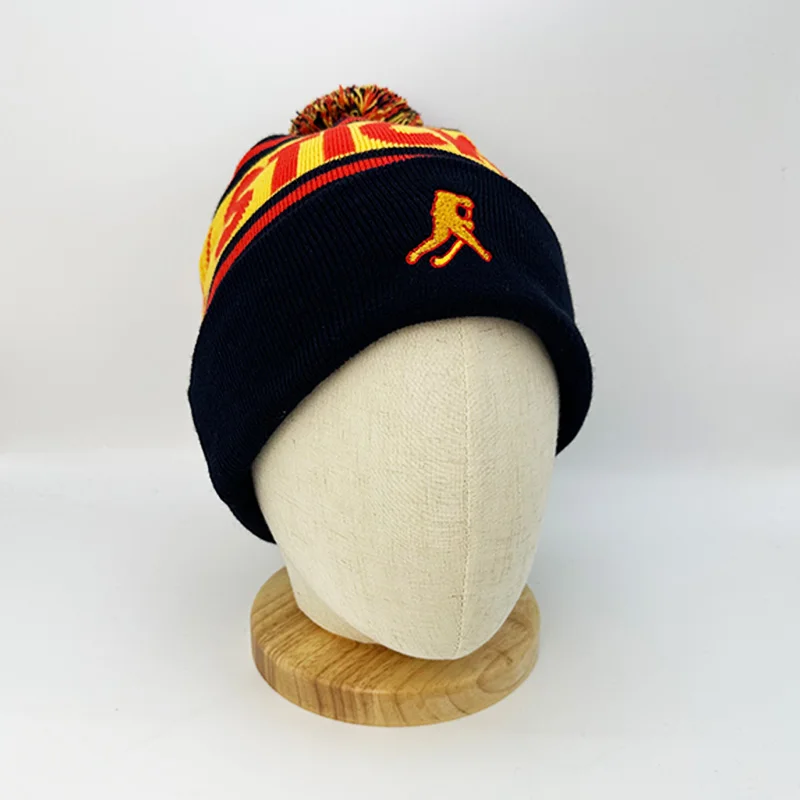 Men Woman Gorros Caps Warm Knitted Jacquard Pattern Thermal Acrylic Winter Hats Custom Pom Pom Beanie Hats