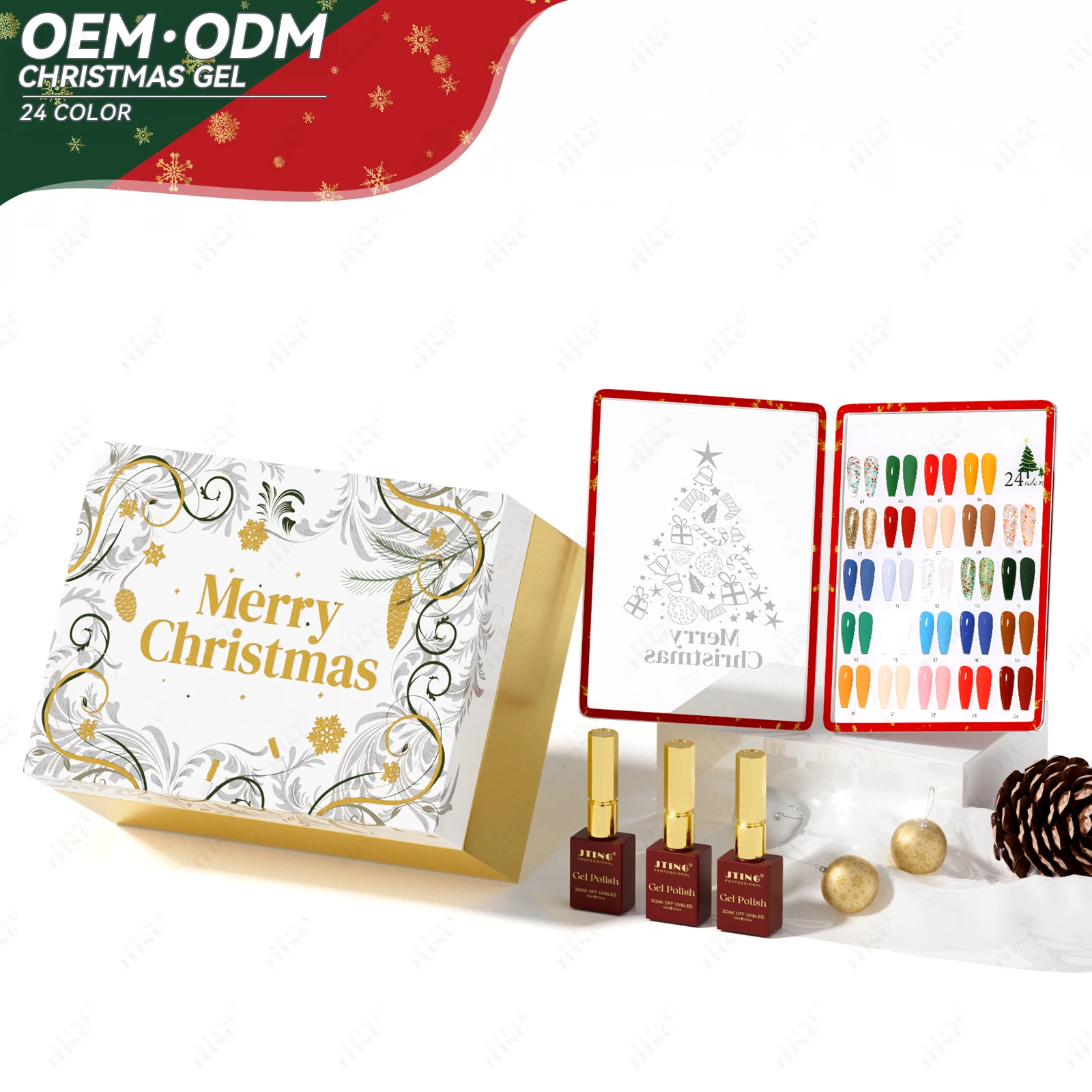 JTING Global Hot Selling Christmas gel polish collection 24color set box Festival  unique color book bottles gel nail polish