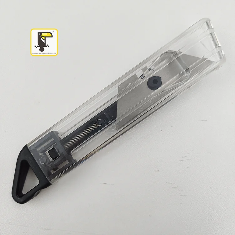 Small Box Paper Transparent Cutter Knife Automatic Cutter Retractable Spring Assisted Open Pocket Knife