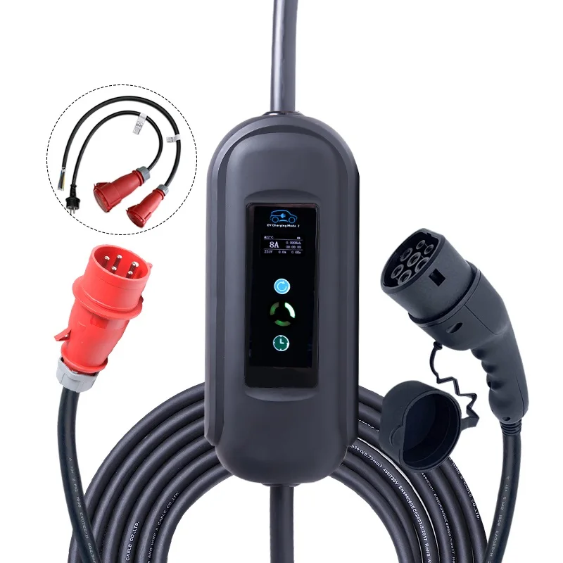 450V AC 11KW  3 Phase 16 Amp  Electric Vehicle Charger Cable With Red CEE For Home Fast Charging