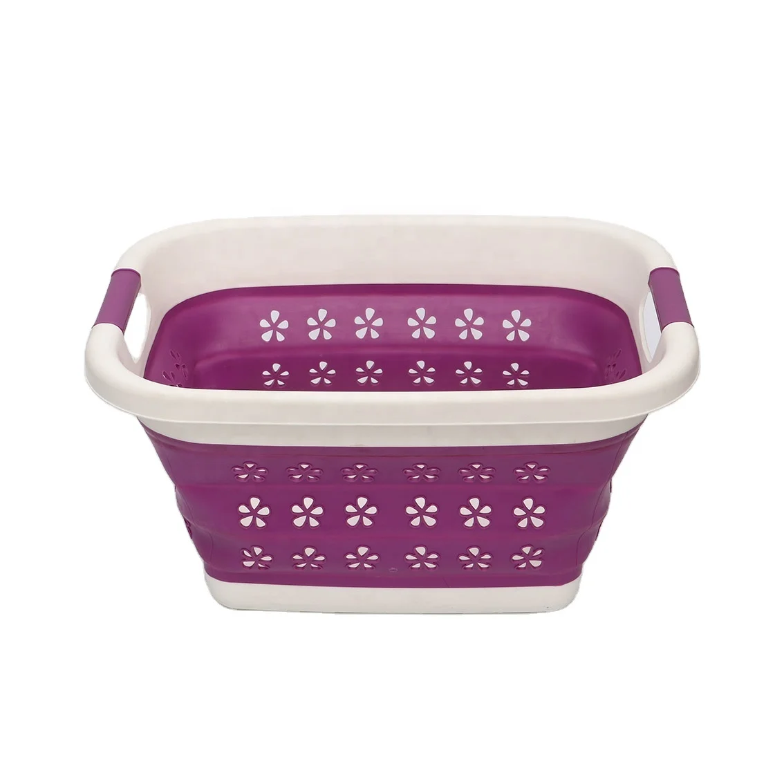 Space-Saving Collapsible PP Laundry Basket Hollow out Foldable Design collapsible plastic laundry basket for Household Storage