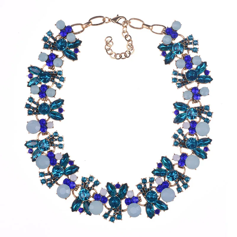 QLJN0301 Fashion Rhinestones Necklace Zinc Alloy Chunky Necklaces Statement Choker Necklace Jewelry