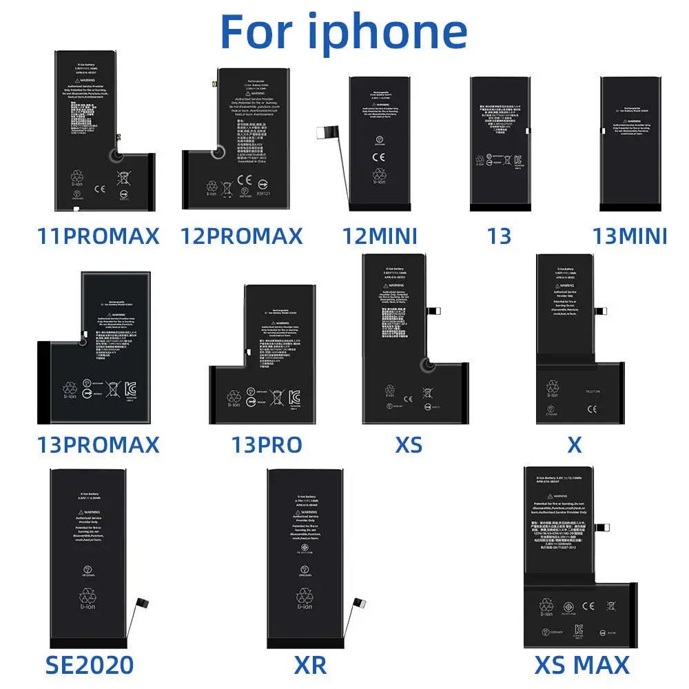 2023 Cell phone battery OEM for iphone XS battery XR X 8 7 6 5 4 0 cycle factory supply directly real capacity