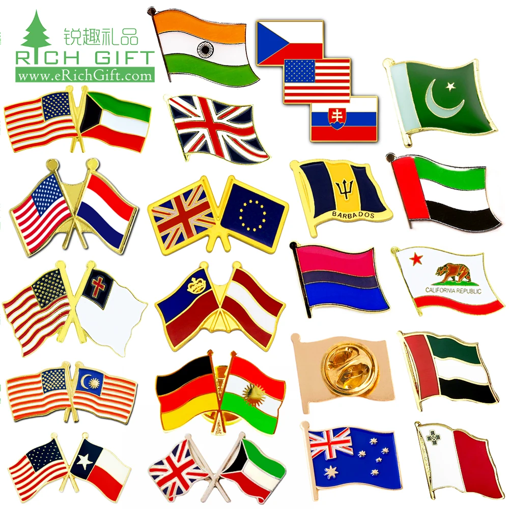 High quality custom usa country logo flag pin badges small metal epoxy soft enamel custom american flag lapel pin for clothes