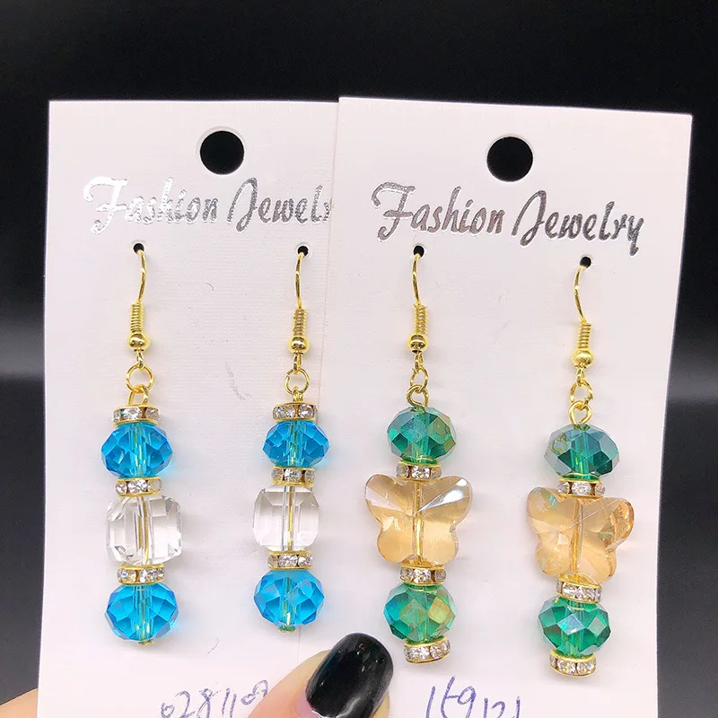 Aug jewelry earrings mixed wholesale personality celebrity style long color crystal handmade earrings bulk cheap ladies earrings