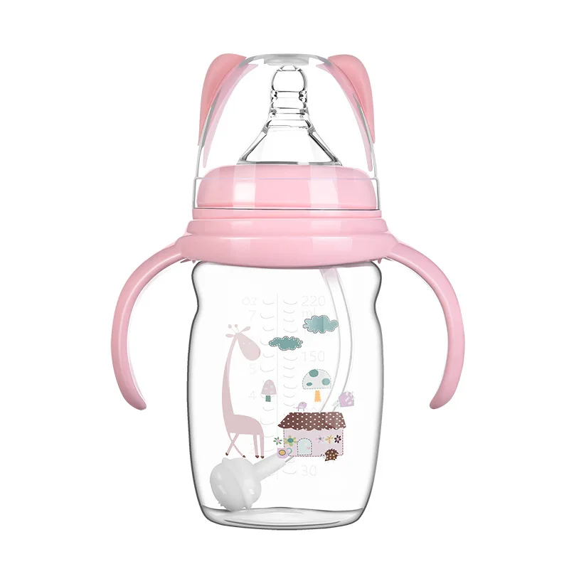 Wholesale BPA Free Plastic Nursing Bottle Handle PP Food Grade Silicone Baby Bottle