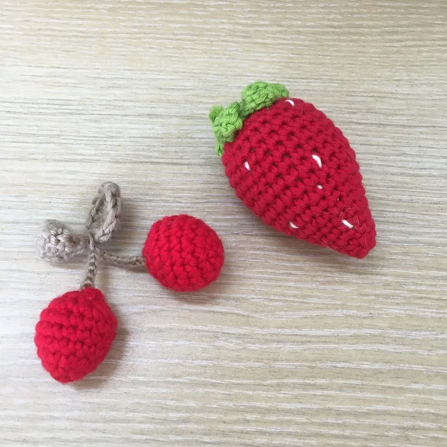 Wholesale Crochet Cotton Yarn Play Pretend Kitchen Food Hand Knit Stuffed Fruit with Custom Design