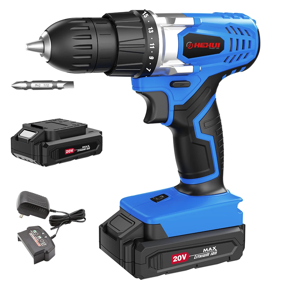 Hehui 20V 10Mm 18Nm Cordless Driver Drill Electric Screwdriver Mini Hand Drill Lithium-Ion Battery Drilling Tool