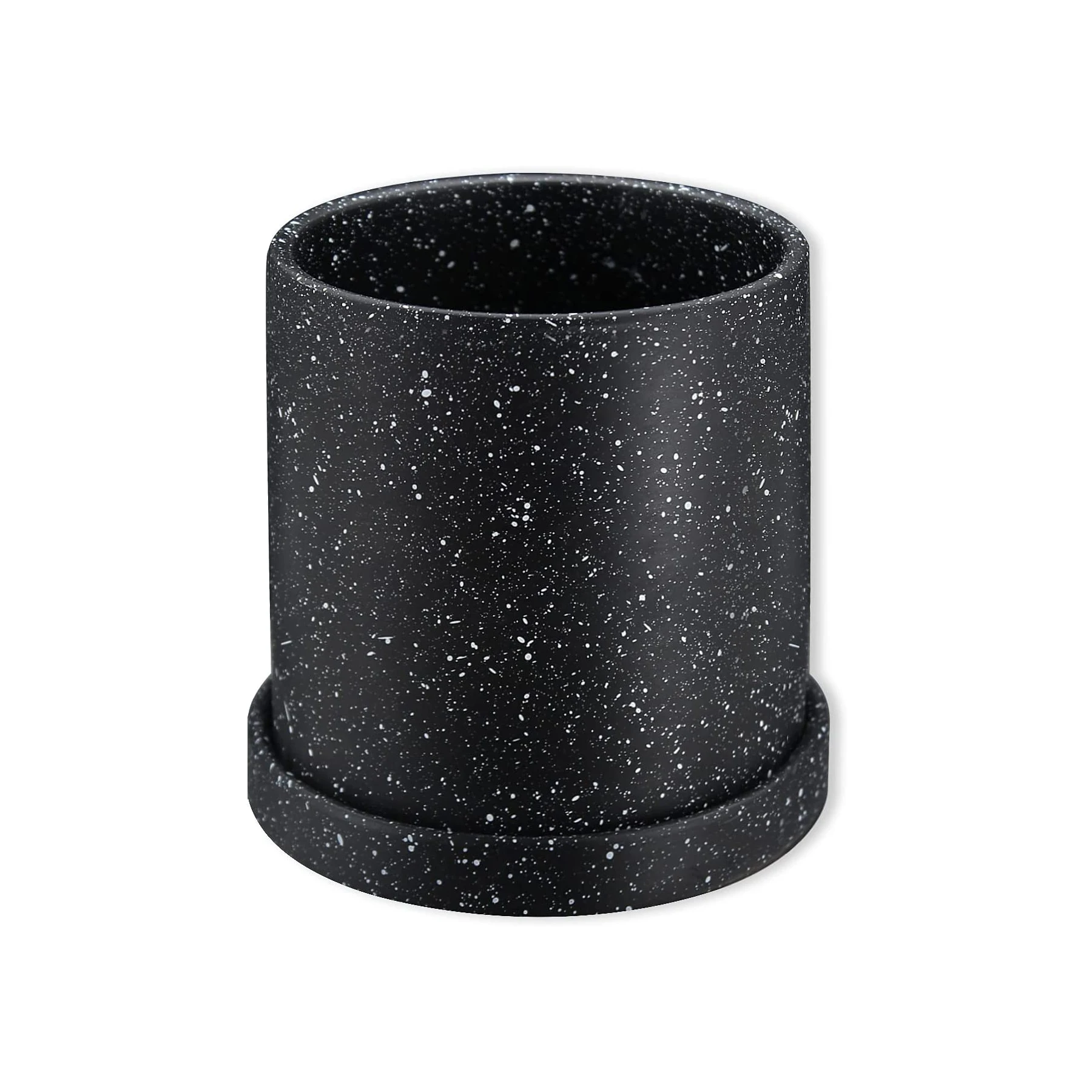 custom indoor office table cylinder sprinkles matte splatter paint ceramic flower Succulent planter plant pot with tray saucer