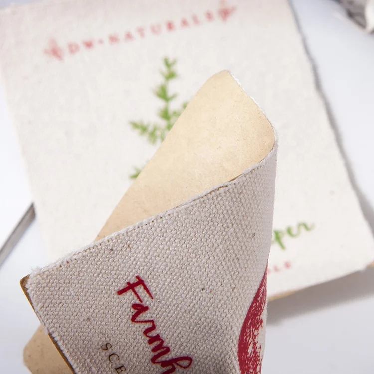 Eco-friendly logo printed cotton canvas label hang tag with custom printed logo
