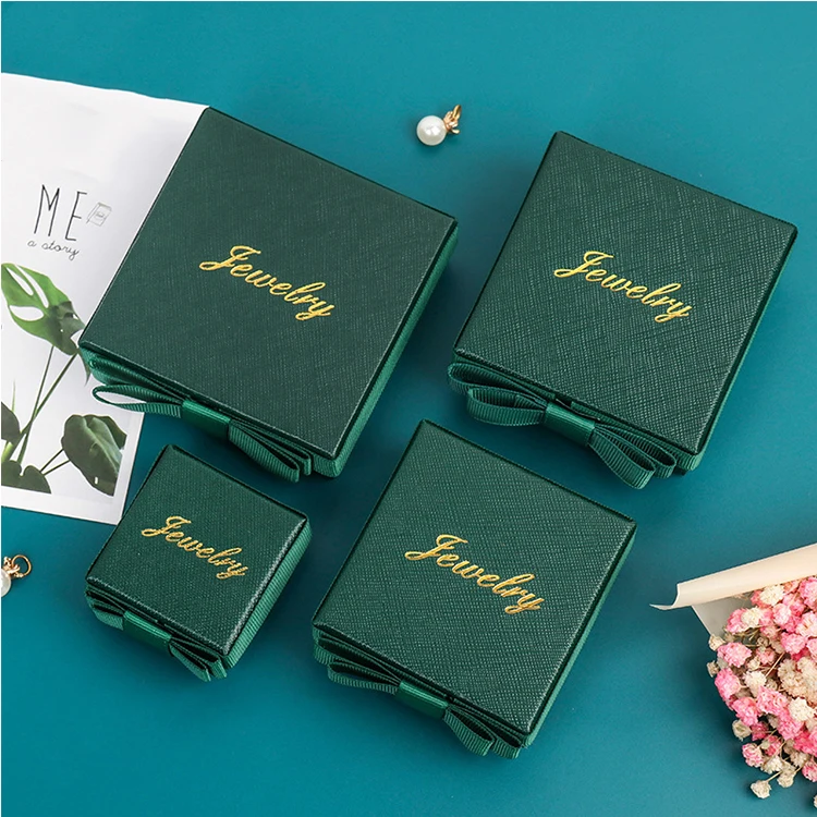 Luxury Green Jewelry Packaging Box With Velvet Insert Jewellery Packaging Box Set