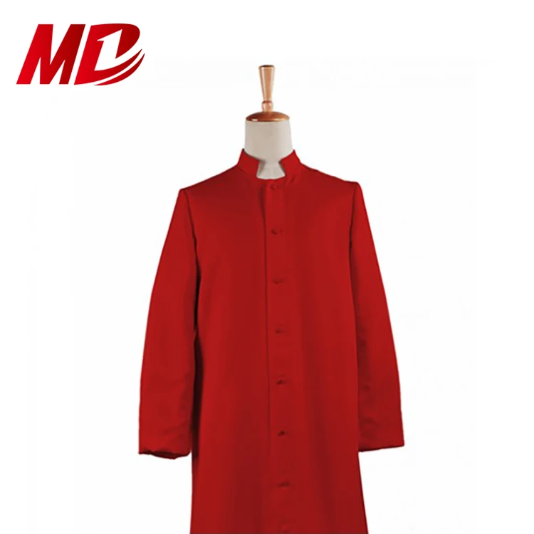 Matte Roman Red choir robe adult clergy clothing church dress single breasted cassock with a vent on the back