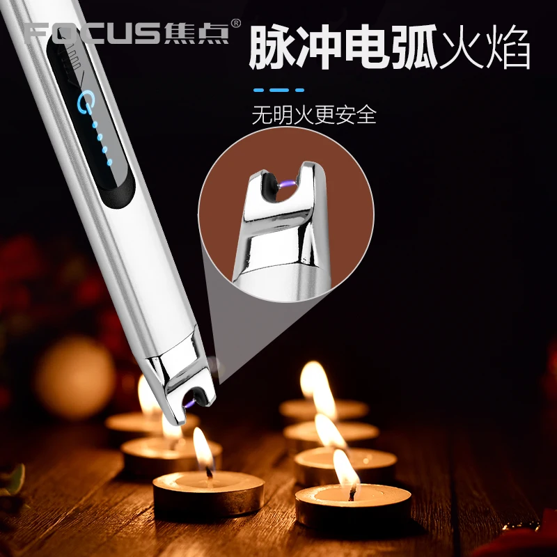 Zinc Plasma Arc Lighter Electric Windproof Flameless Long USB Lighter for Kitchen BBQ Candle Lighter