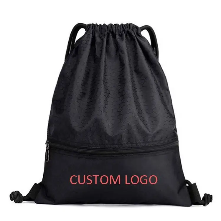 Waterproof Fabric Backpack Customize Sports Nylon Polyester Recycled Drawstring Bag with Logo