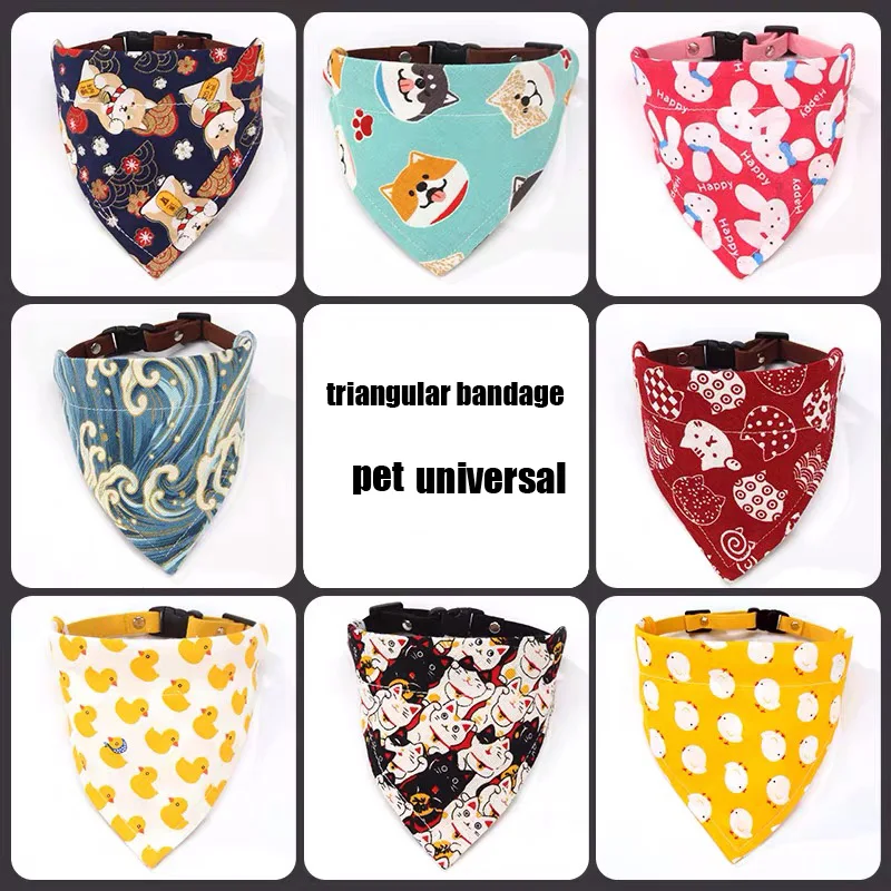 Wholesale Soft Puppy Neckerchief Scarf Detachable Collar Reversible Custom Dog Bandana