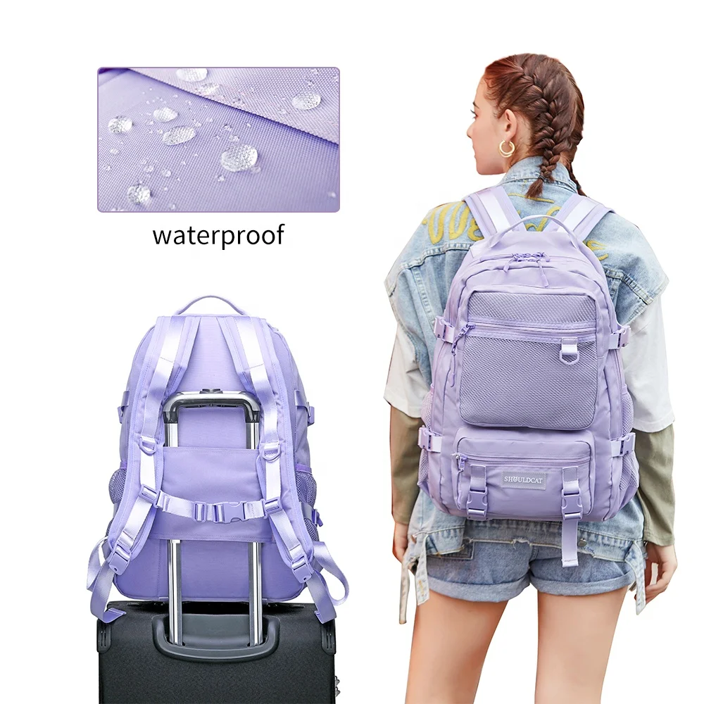 Wholesale ECO Friendly Purple Plain Hiking Backpack For men women