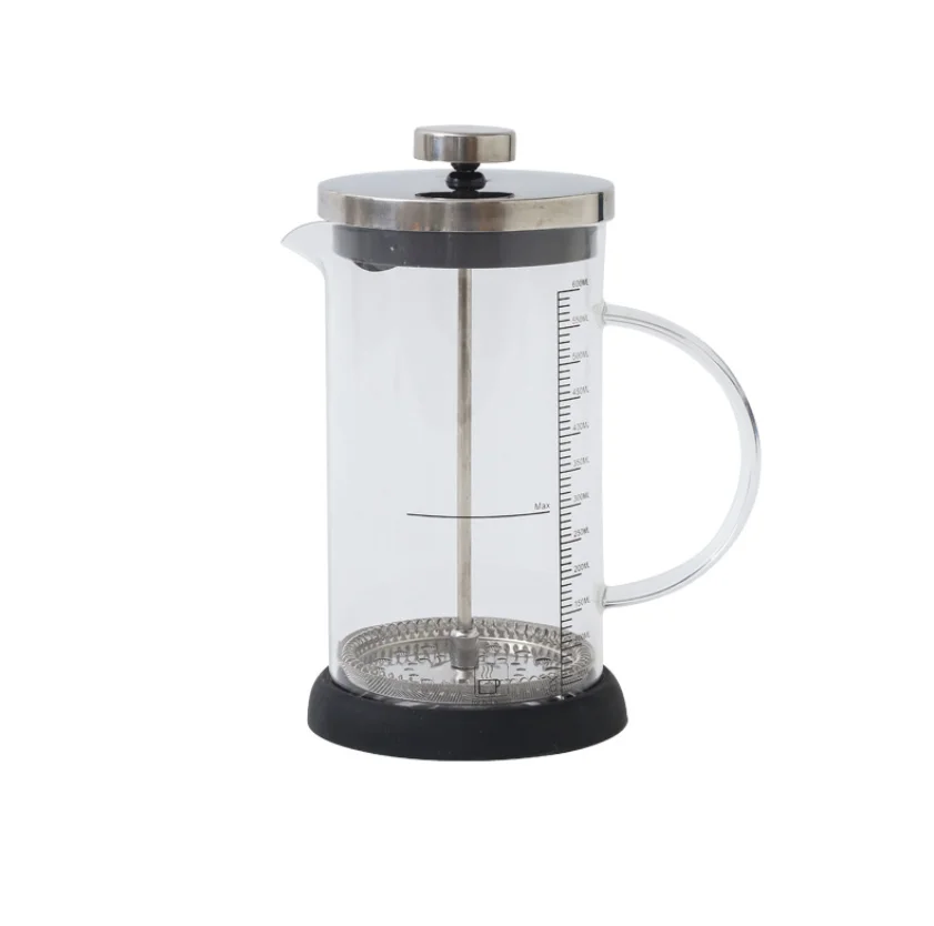 
Factory direct high borosilicate gourmet coffee press pot stainless steel filter press pots black tea filters 