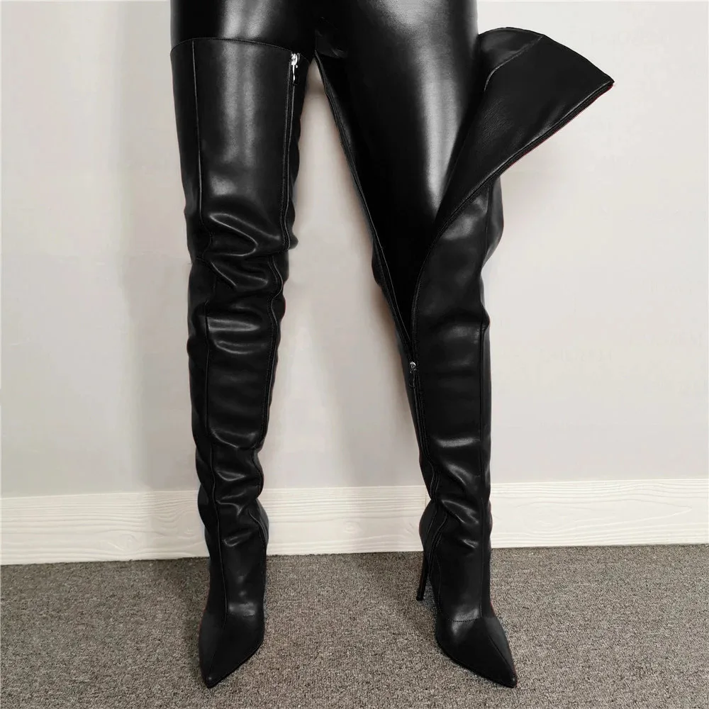Bright Colors Botte Hiver Pour Femme Cuir Leather Leg Warmer Overknee Long Winter Sexy Thigh High Boots Heels