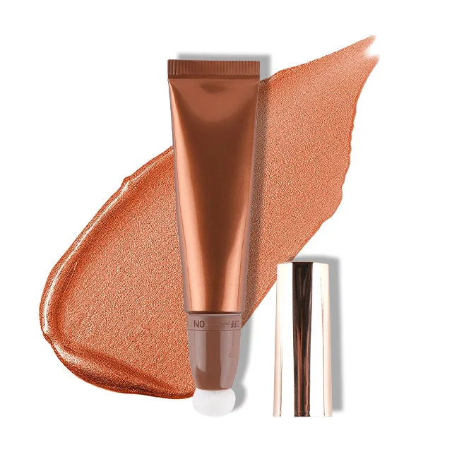 Face Gold Highlighter Makeup Liquid Glow Illuminating Face Contour Brightener Glow Shimmer with sponge applicator