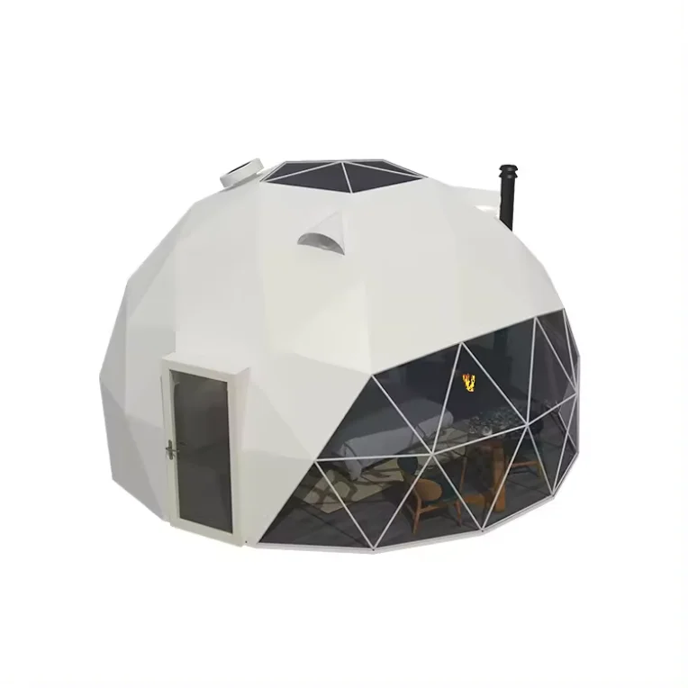8m diameter spherical tent outdoor camping geodesic dome luxurious waterproof hotel tent house with restroom bathroom
