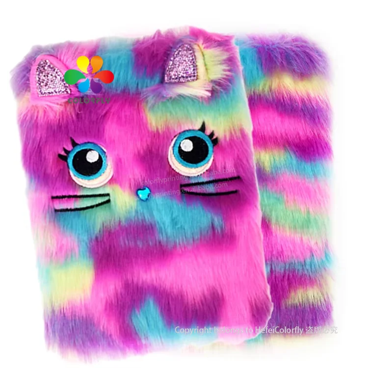 Promotional Children Girl Birthday Gift Set Beautiful Cute Plush Cover Unicorn School Hardcover Notebook