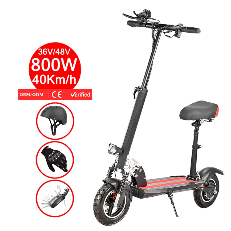 Scooter Manufacturer 48V 800W 2 Wheels Waterproof Foldable Anti-theft Disc Brake Electric Scooter with Seat for Adults and Youth