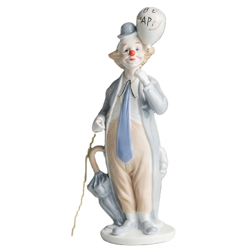 Nordic retro circus clown ornaments  funny comedy ceramic characters home decoration creative gifts
