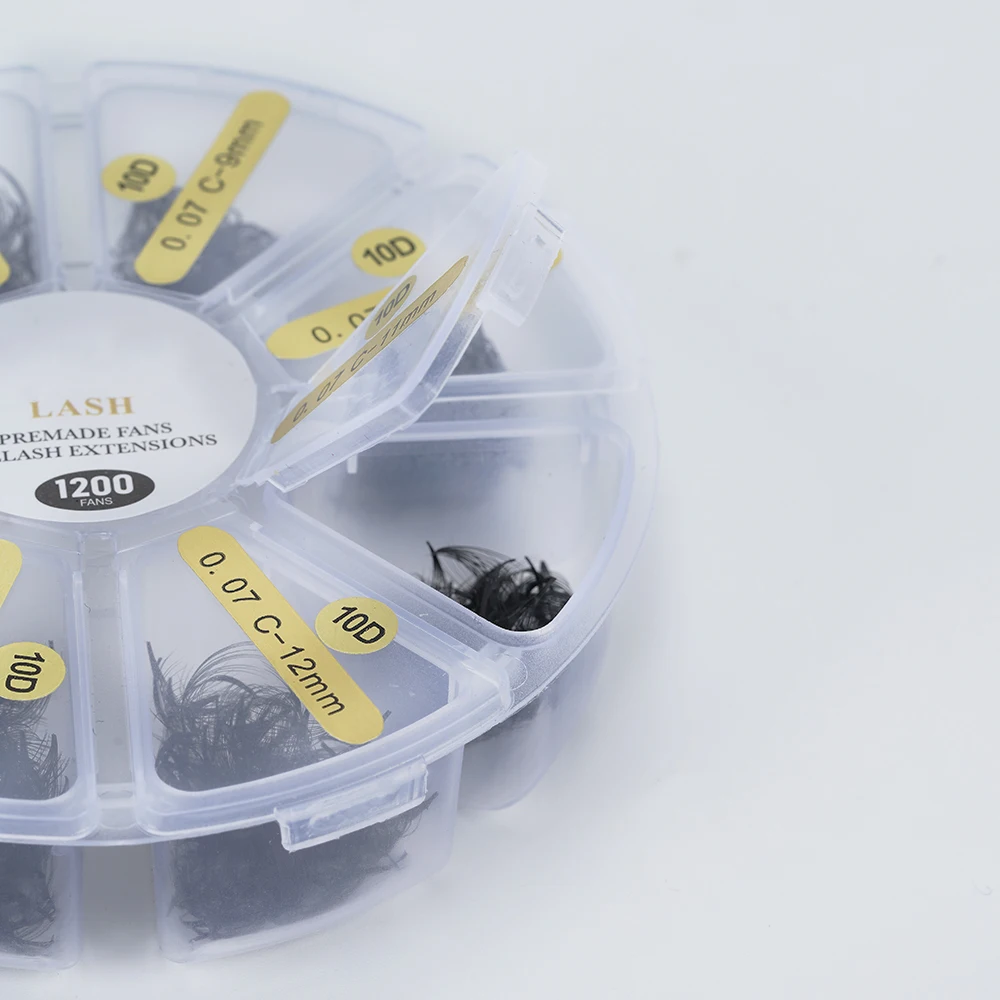 Quewel  hand made diy soft natural loose premade fans lash supplies round box for pointy base promade volume fans lashes