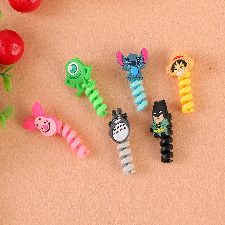 Cartoon Silicone flexible USB spiral cable protective jacket mobile phone de cable protector