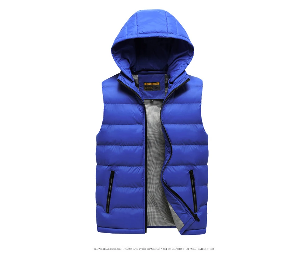 
Winter Mens Vests Fashion Men Sleeveless Hooded Jackets Male Cotton-Padded Vests Thicken Warm Waistcoats Clothing 5XL 
