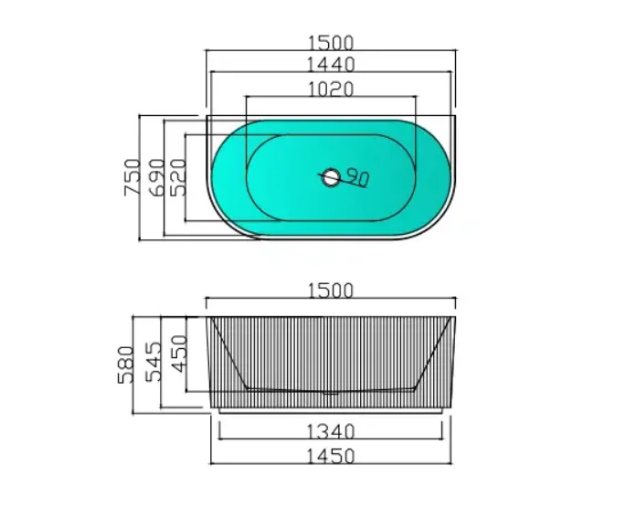 Classic and High-quality Fashion Back to wall Acrylic New hot sales Bathroom and hotel Soaking Bathtubs